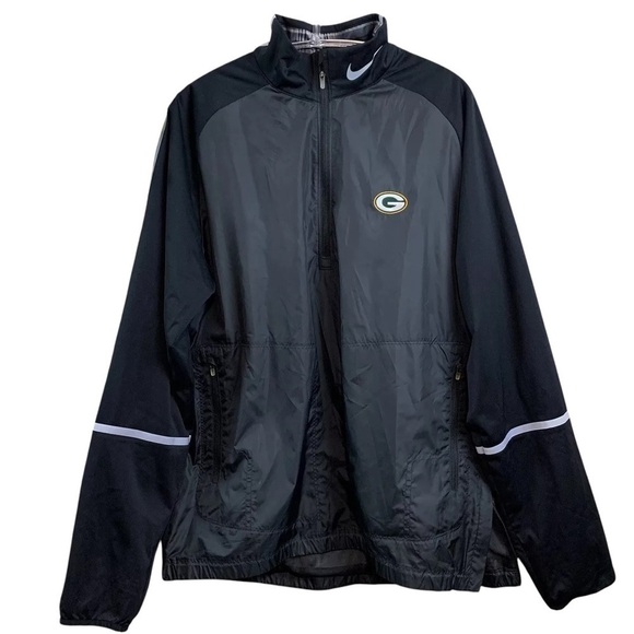 Green Bay Packers Nike Golf NFL Performance Windbreaker Jacket Black Size M - Picture 1 of 7